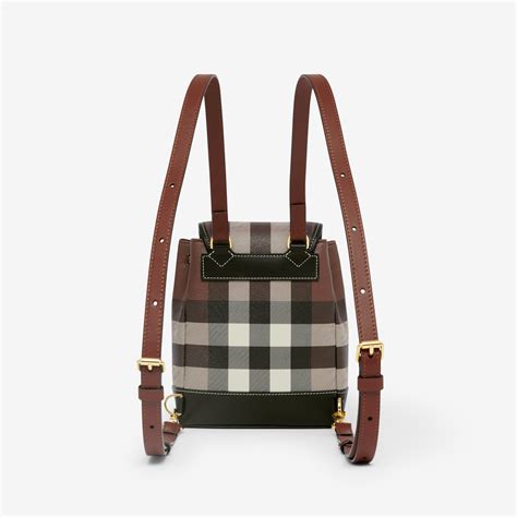 burberry leather trim london check backpack|Check Backpack in Dark birch brown .